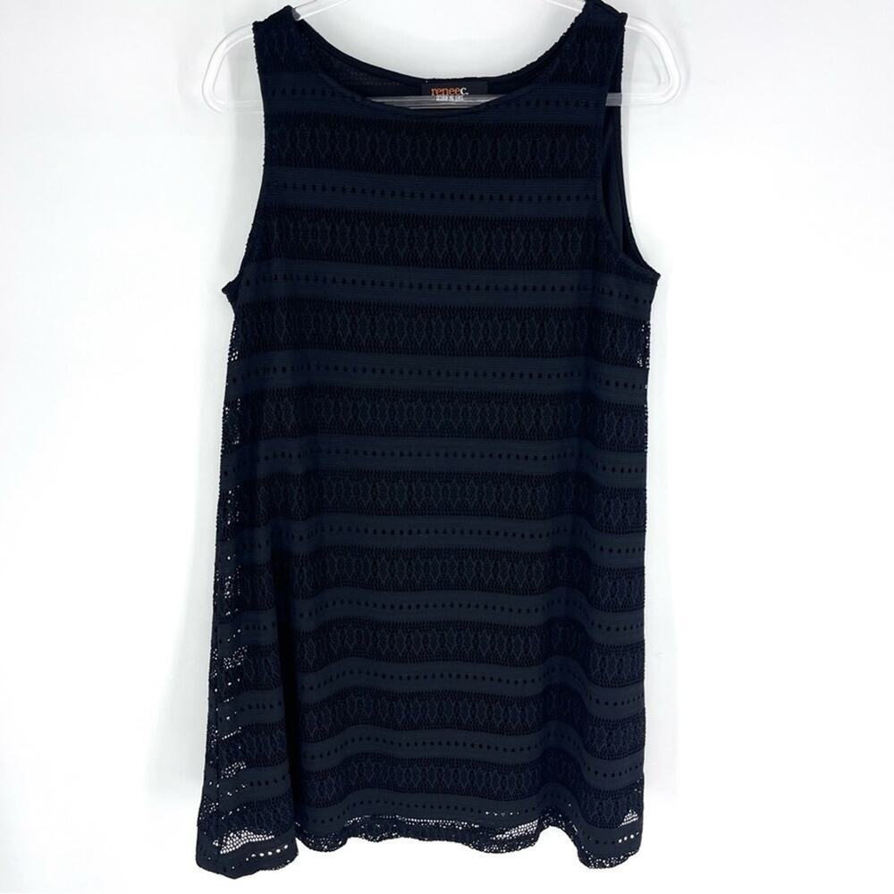 Renee C.‎ Crocheted Tank Dress Lined Black Size Large